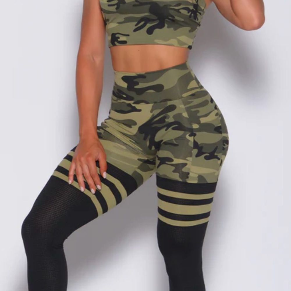 Bombshell sportswear green camo thigh high leggings